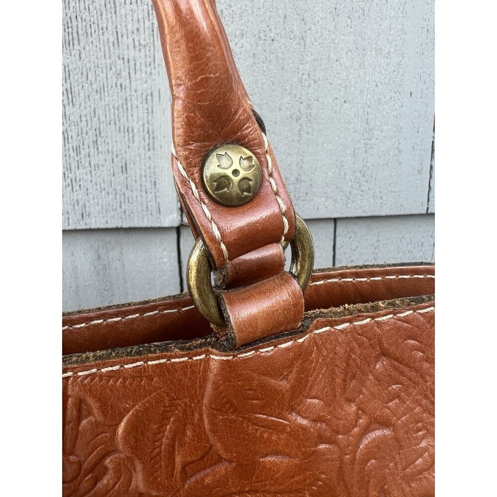 Vintage Patricia Nash embossed floral brown leather shoulder bag designer hippie - Picture 10 of 16